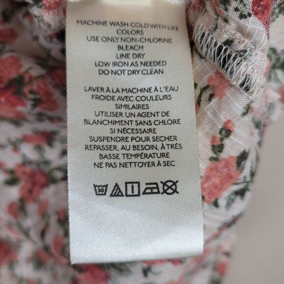 Free People Size M Meant To Be Blouse Vintage Combo Floral Long Sleeve Red Green - Picture 10 of 12